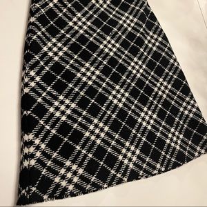 Burberry Black and White Plaid Skirt